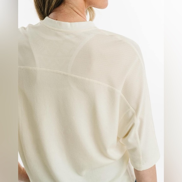 Cream Boyfriend Lounge Mesh T Shirt ZYIA medium NWT 2131 - Picture 3 of 14